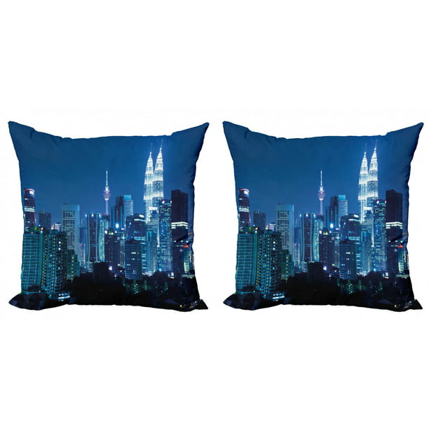 Modern Design of New York Calligraphy with City Skyscrapers Decorative Square Accent Pillow Case Ambesonne NYC Scene Throw Pillow Cushion Cover Charcoal Grey White 16 X 16 